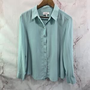 & Other Stories Shirt Womens Small 6 Blue Silk Blouse Button Up Long Sleeve